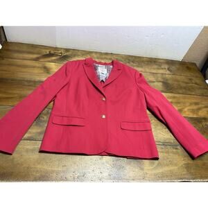 BROOKS BROTHERS Red Fleece Women's Red Cotton Viscose Stretch Blazer Size 12